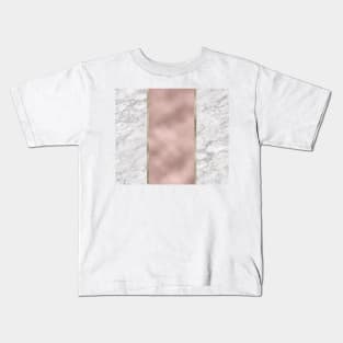 Carrara marble - rose gold stripe Kids T-Shirt